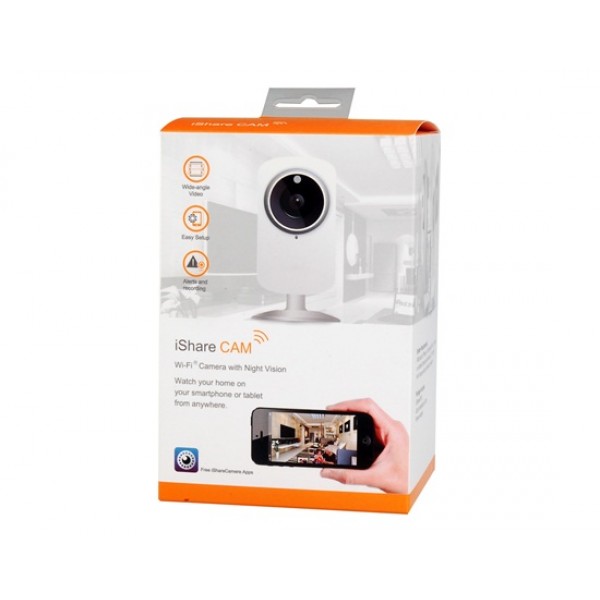 i-share S500 720p Wireless IP Camera, H.264, 1080x720 1.3MP CMOS, IEEE 802.11b/g/n Wireless Connectivity (White)