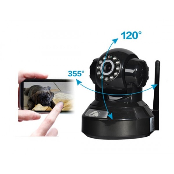 QQZM IPA01-712 1/3" H.264 Compression 720P Wireless Monitor Security Camera with Mount & Two-way Voice Intercom (Black)