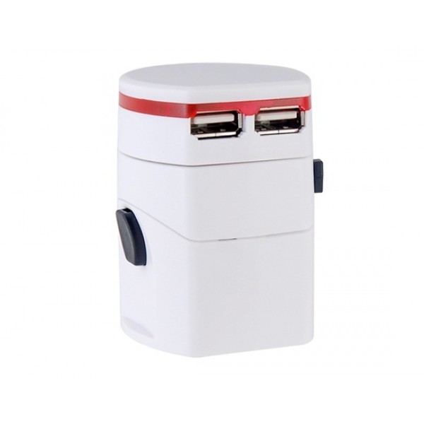 Travel Adapter with Dual USB Interface (White)