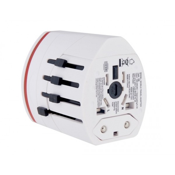 Travel Adapter with Dual USB Interface (White)