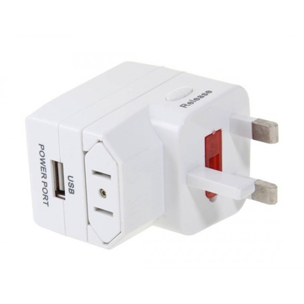 933U AC 3A 250VDC 5V Multifunction USB Adapter Socket (White)