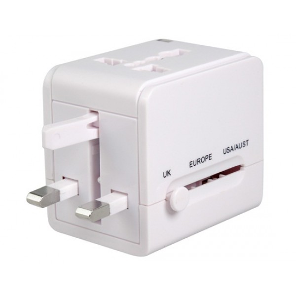 Dual USB Universal World Travel Power Adapter (White)