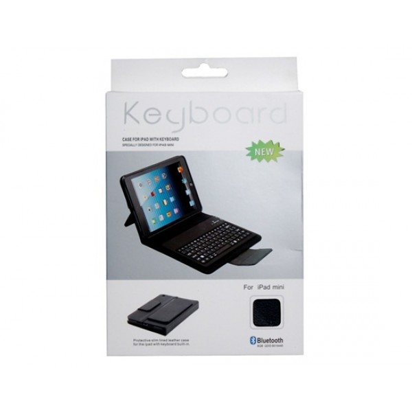 2-in-1 Faux Leather & Silicone Stand Protective Case with Bluetooth Keyboard for iPad Mini (Black)