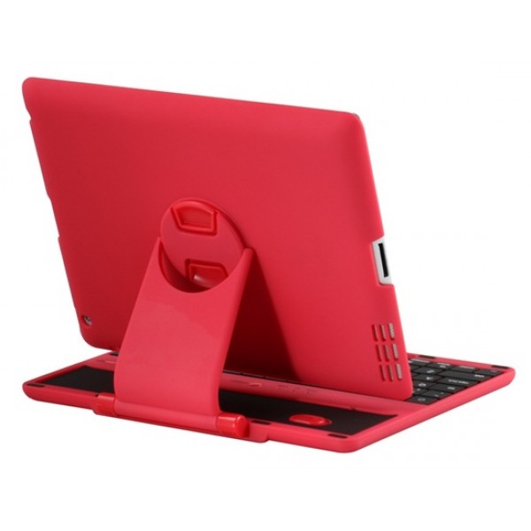 ABS Plastic 360 Degree Rotation Bluetooth Keyboard & Protective Case with Stand for iPad 2/3/4 (Red)