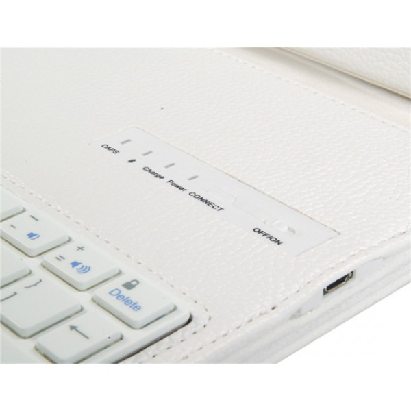 Faux Leather Flip Case with Built-in Bluetooth Keyboard for iPad 2/3/4 (White)