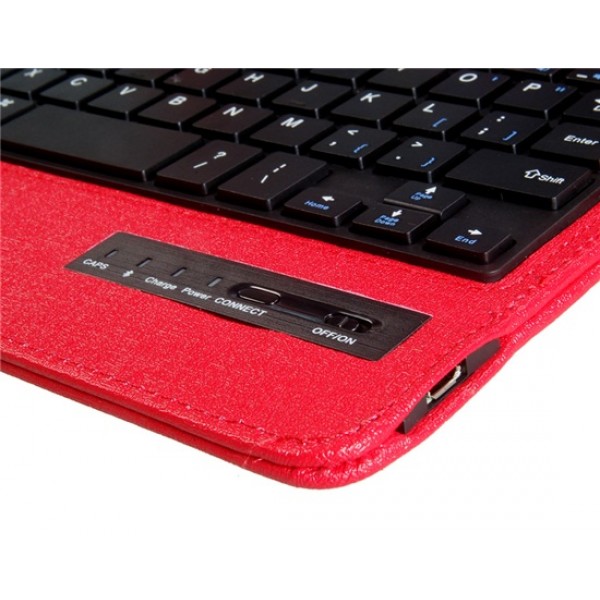 Oracle Pattern Faux Leather Flip Case with Built-in Bluetooth Keyboard for iPad Mini 3/2/1 (Red)