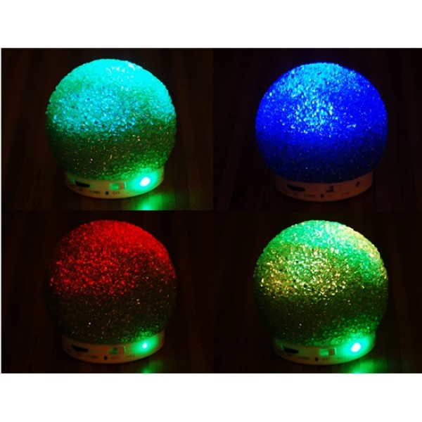 Mini Crystal Snowball Design Wireless Bluetooth Speaker with LED Light & TF Card Reader (Green)