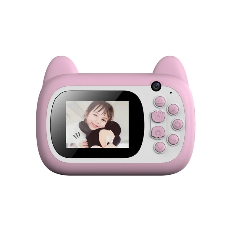 C10 24MP HD Dual Camera Kid Instant Print Camera 2.4 Inch Screen Children Cartoon Camera Toy - Pink