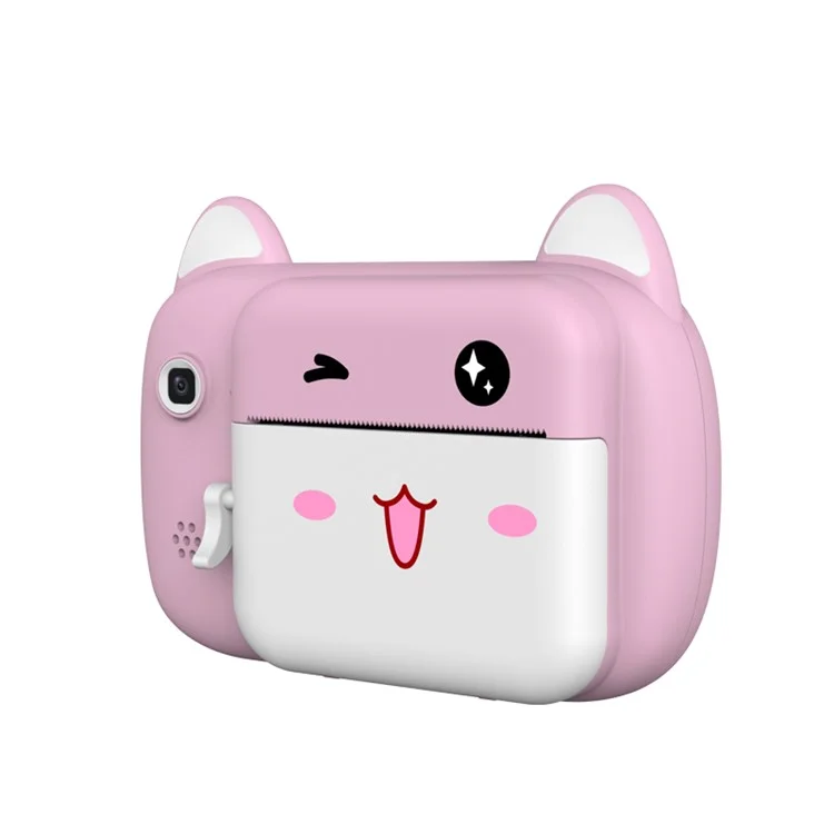 C10 24MP HD Dual Camera Kid Instant Print Camera 2.4 Inch Screen Children Cartoon Camera Toy - Pink