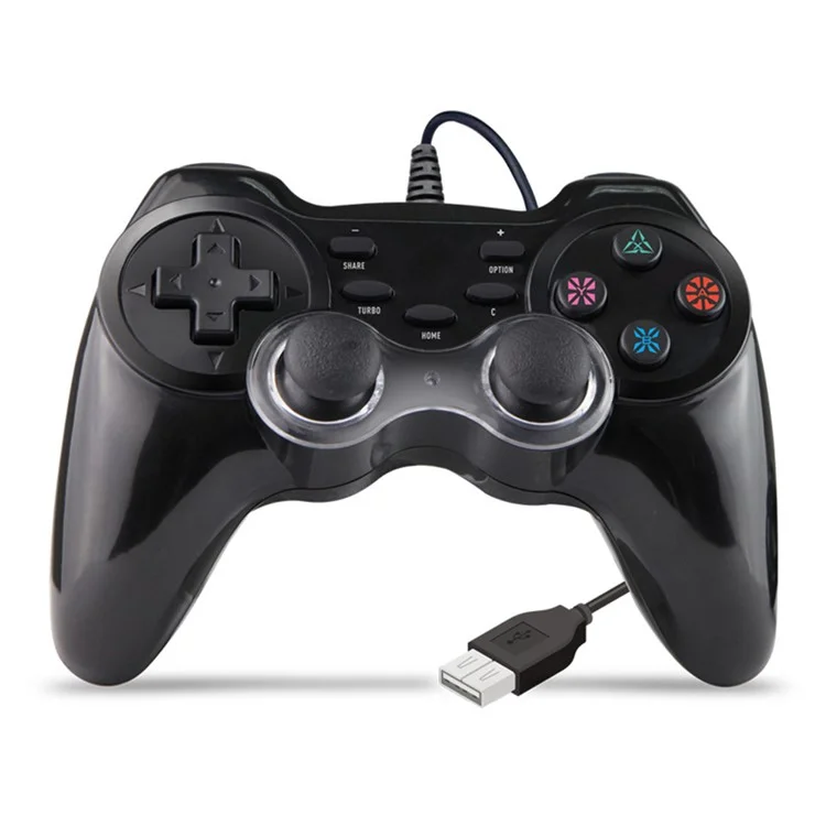 HY-9018 USB Wired Gamepad Six-Axis Gyroscope Dual Vibration Game Controller for PS4 / PS3 / Nintendo Switch / PC / PC360 / Android