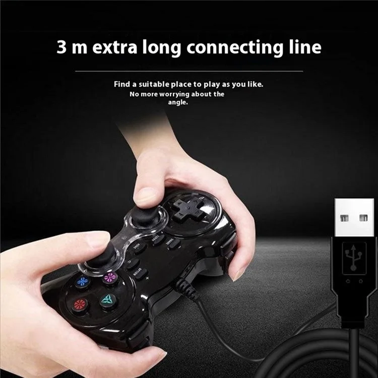 HY-9018 USB Wired Gamepad Six-Axis Gyroscope Dual Vibration Game Controller for PS4 / PS3 / Nintendo Switch / PC / PC360 / Android