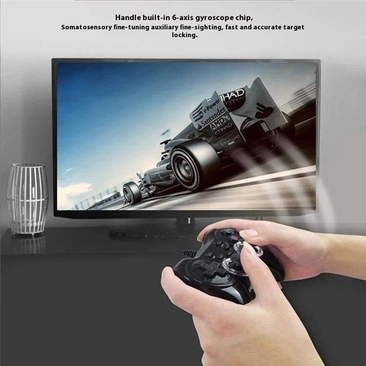 HY-9018 USB Wired Gamepad Six-Axis Gyroscope Dual Vibration Game Controller for PS4 / PS3 / Nintendo Switch / PC / PC360 / Android