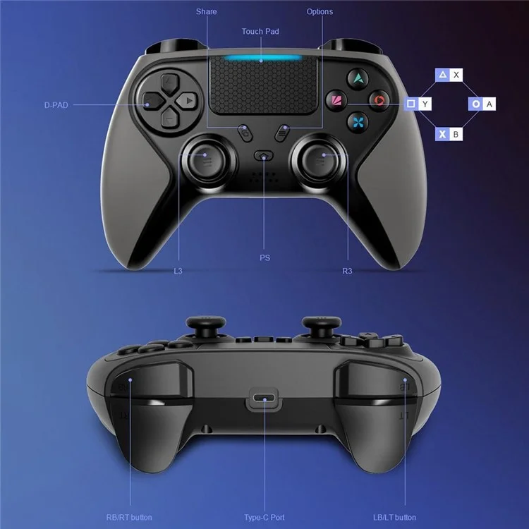 HY-3116 For PS4 / iOS / Android / PC Bluetooth Gamepad Dual Vibration Six-Axis Game Controller - Black