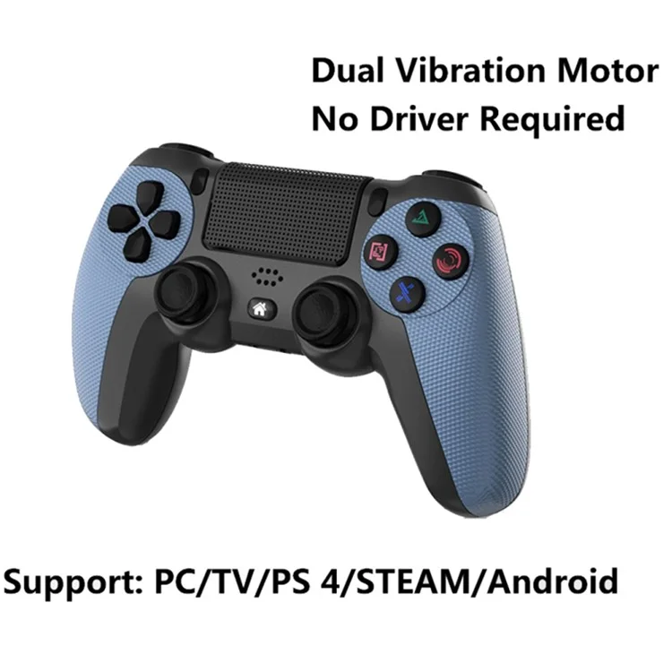 KM048 Bluetooth Wireless Controller for PS4 Cordless Game Handle 4.0 with Light Bar Support 6-axis, Vibration Function - Blue