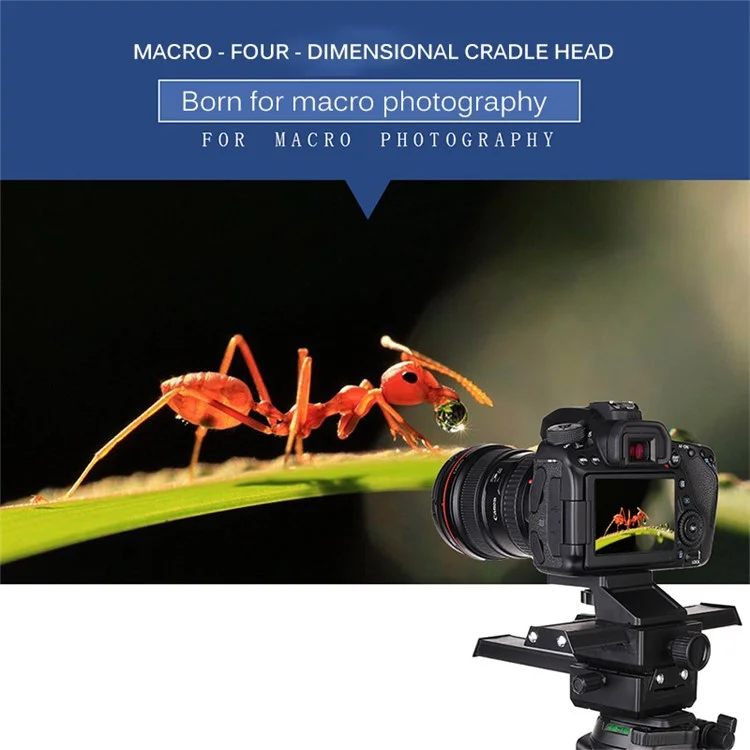 Two-Way Macro Frame Four-Dimensional Macro Tripod Head Fine-Tuning Long-Shaped Tripod Head for Macro Shooting