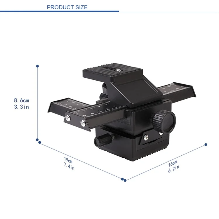 Two-Way Macro Frame Four-Dimensional Macro Tripod Head Fine-Tuning Long-Shaped Tripod Head for Macro Shooting