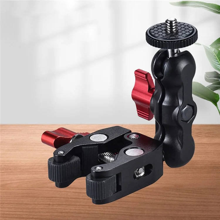 Anti-slip Camera Clamp Mount Monitor 360-degree Ball Head Magic Arm with 1/4" and 3/8" Thread for DSLR/LED Lights - Pea Clamp