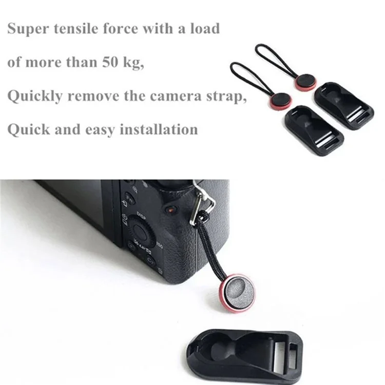 2PCS Camera Quick Release Connector With Base Camera Handy Strap Buckle Conversion ABS Buckle Nylon Rope Combination - Red