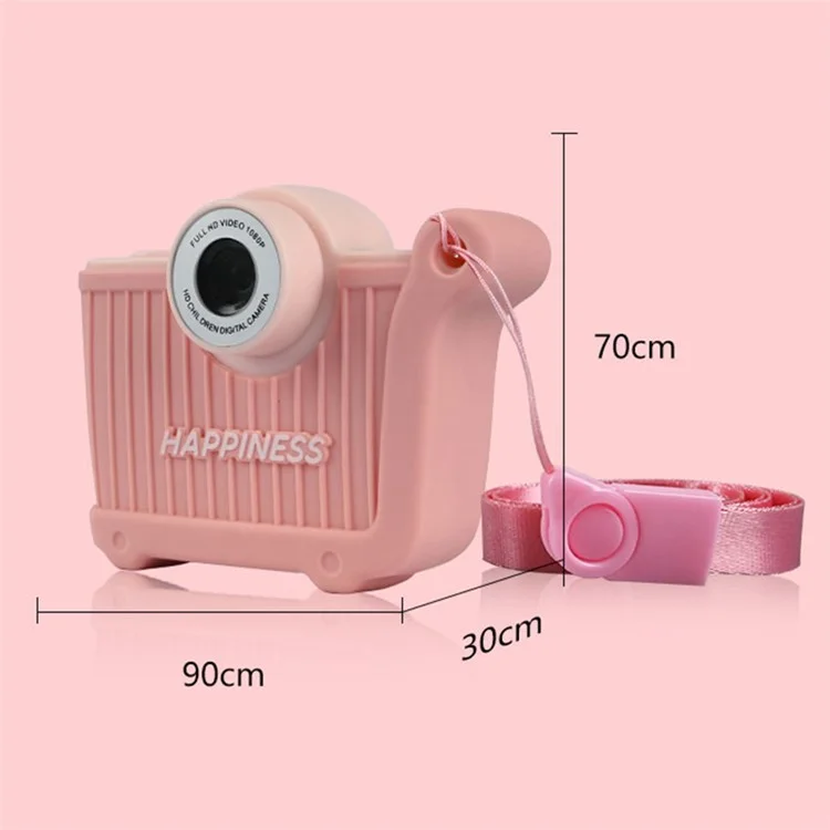 KDC-0026A 2.0 inch Screen Kids Camera Toy HD Dual Lens Camera Video Recorder, 32G TF Card+Card Reader - Pink