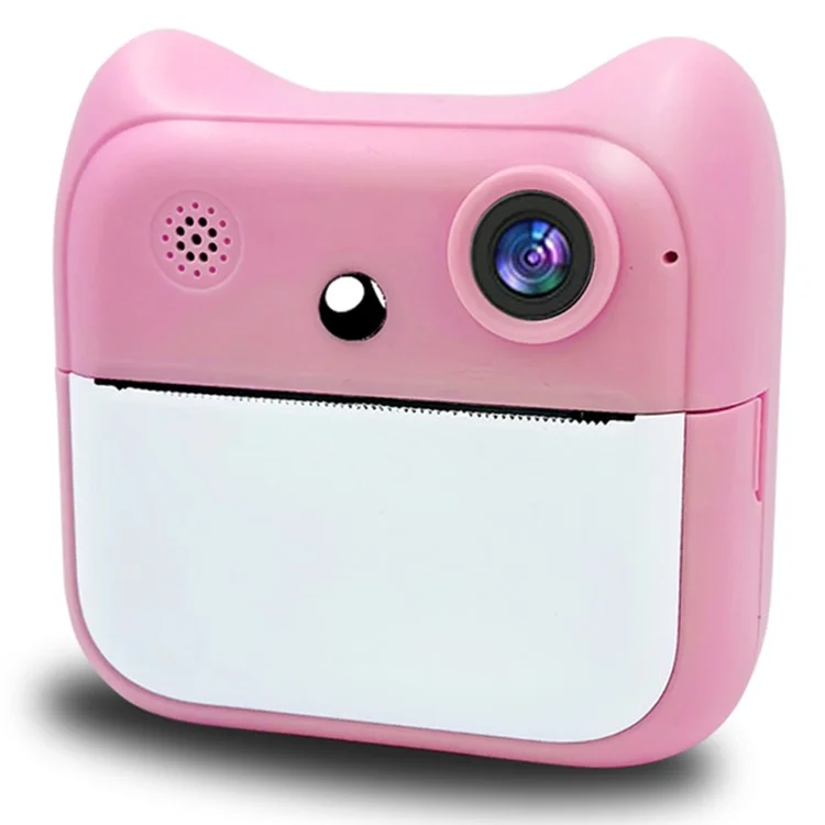 A25 2.4 Inch Kids Instant Print Digital Camera Built-In Games Video Recorder, with 32G TF Card + Card Reader - Pink