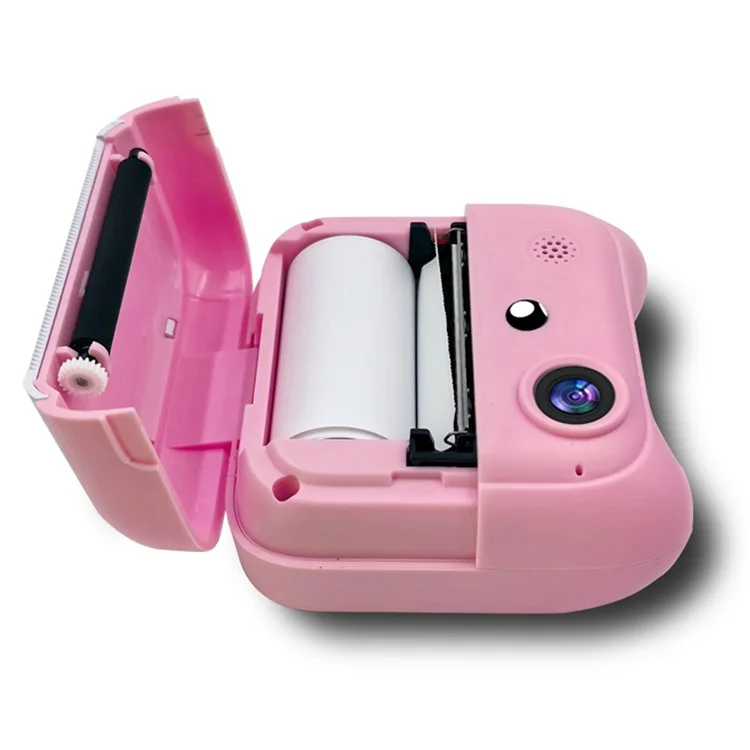 A25 2.4 Inch Kids Instant Print Digital Camera Built-In Games Video Recorder, with 32G TF Card + Card Reader - Pink