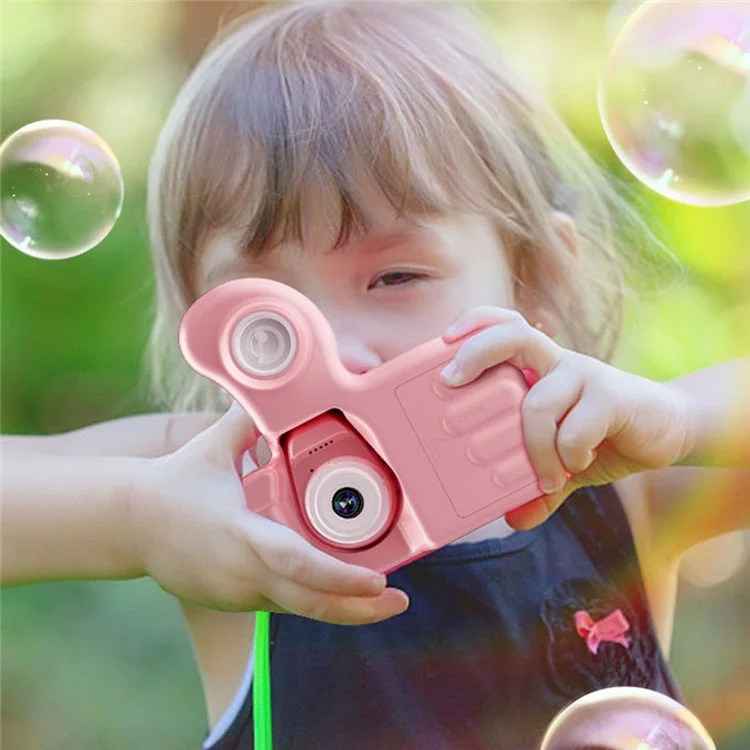 W3 Bubble Kids Camera Thumb Shape 2.0 inch Digital Video Toy Camera with 32GB TF Card - Pink