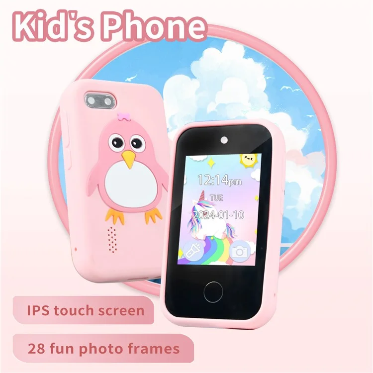 S5 Mobile Shape Kids Camera 2.8-Inch IPS Touch Screen Dual-Camera Camera - Pink