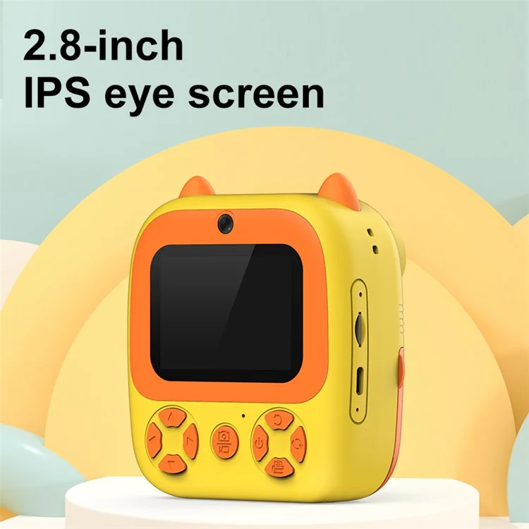 D8 Dual-Lens Children Video Camera Kid's Educational Toy Supporting 128GB Memory Card - Yellow