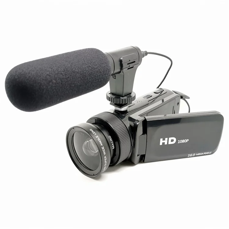 D100 2.4-inch HD 1080P Video Camera with Microphone 16X Digital Zoom Camcorder