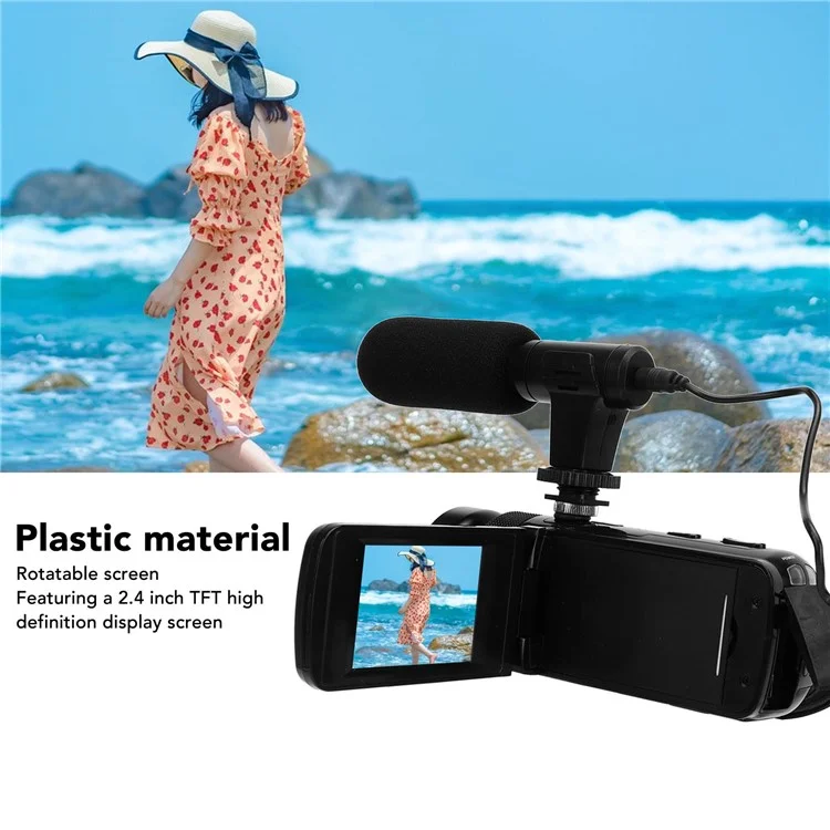 D100 2.4-inch HD 1080P Video Camera with Microphone 16X Digital Zoom Camcorder