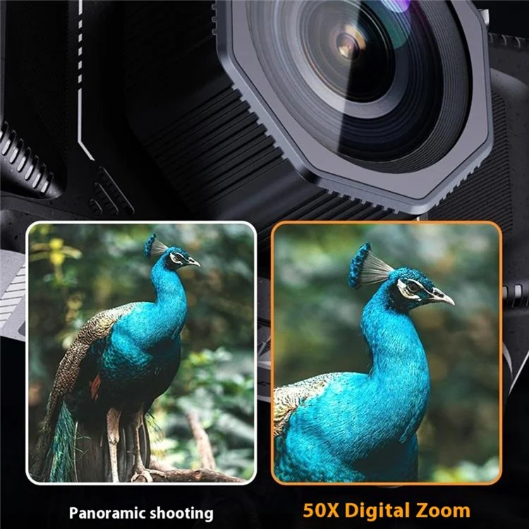 NVC600 4K Digital Camera 70MP 50X Digital Zoom Anti-Shake WiFi Camera with 64G TF Card LED Fill Light