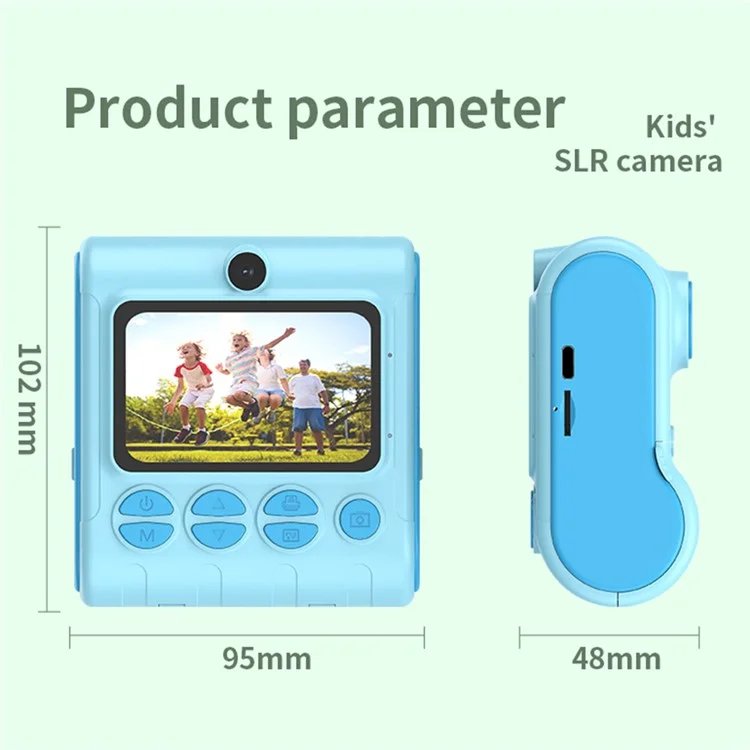 LK001 2.4-inch Screen Children Digital Camera Thermal Inkless Photo Printer with 32G TF Card + Card Reader - Blue