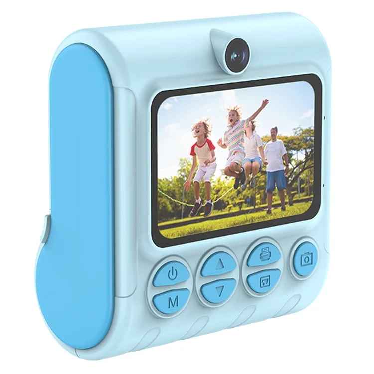 LK001 2.4-inch Screen Children Digital Camera Thermal Inkless Photo Printer with 32G TF Card + Card Reader - Blue